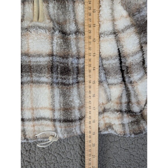 Aeropostale Women's Top Jacket Hooded Medium 1/4 Zip Fleece Fuzzy Crop Pullover - Picture 7 of 13